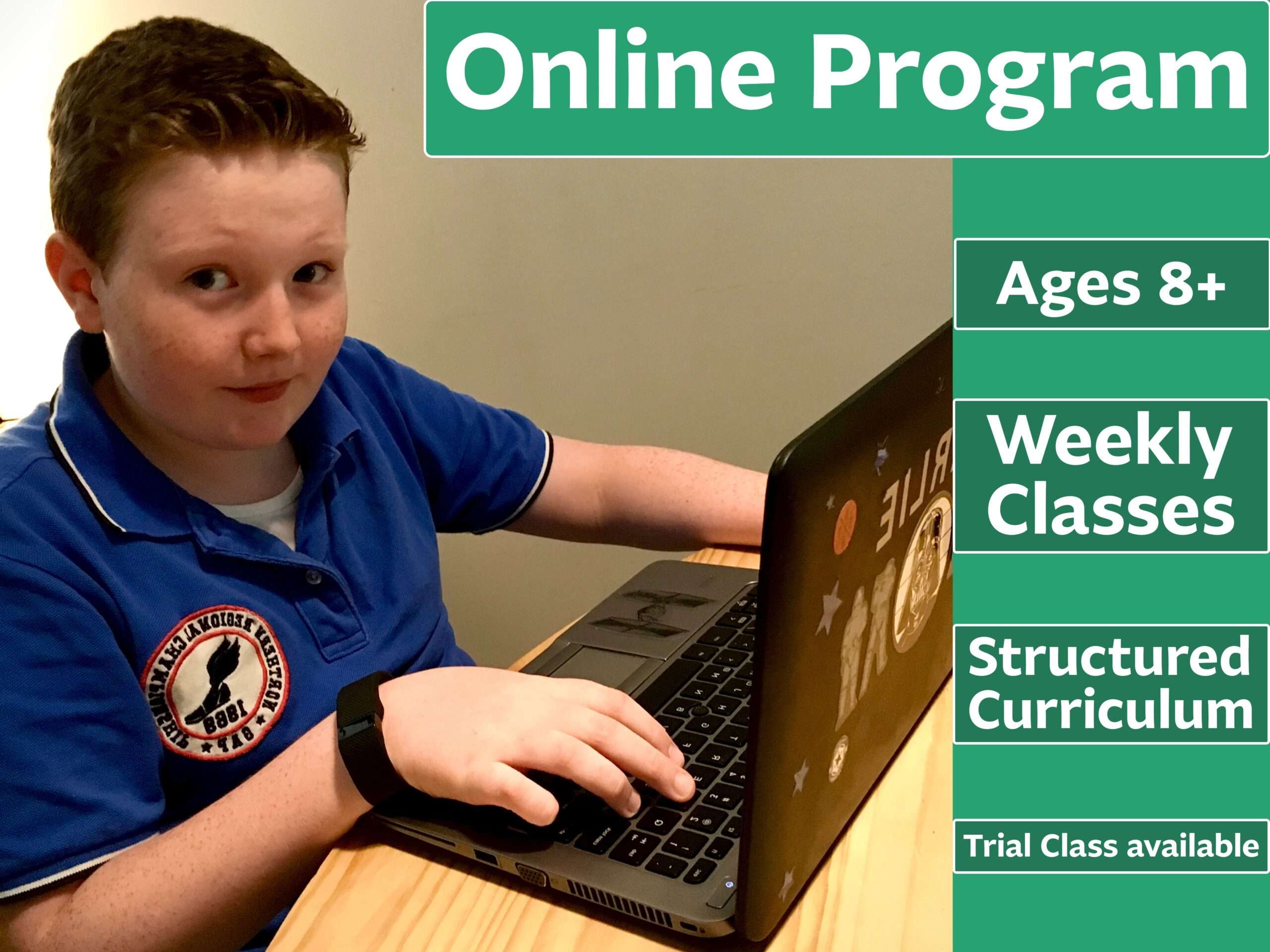 A student learning coding in a private online class via Zoom with a Tiny Code teacher