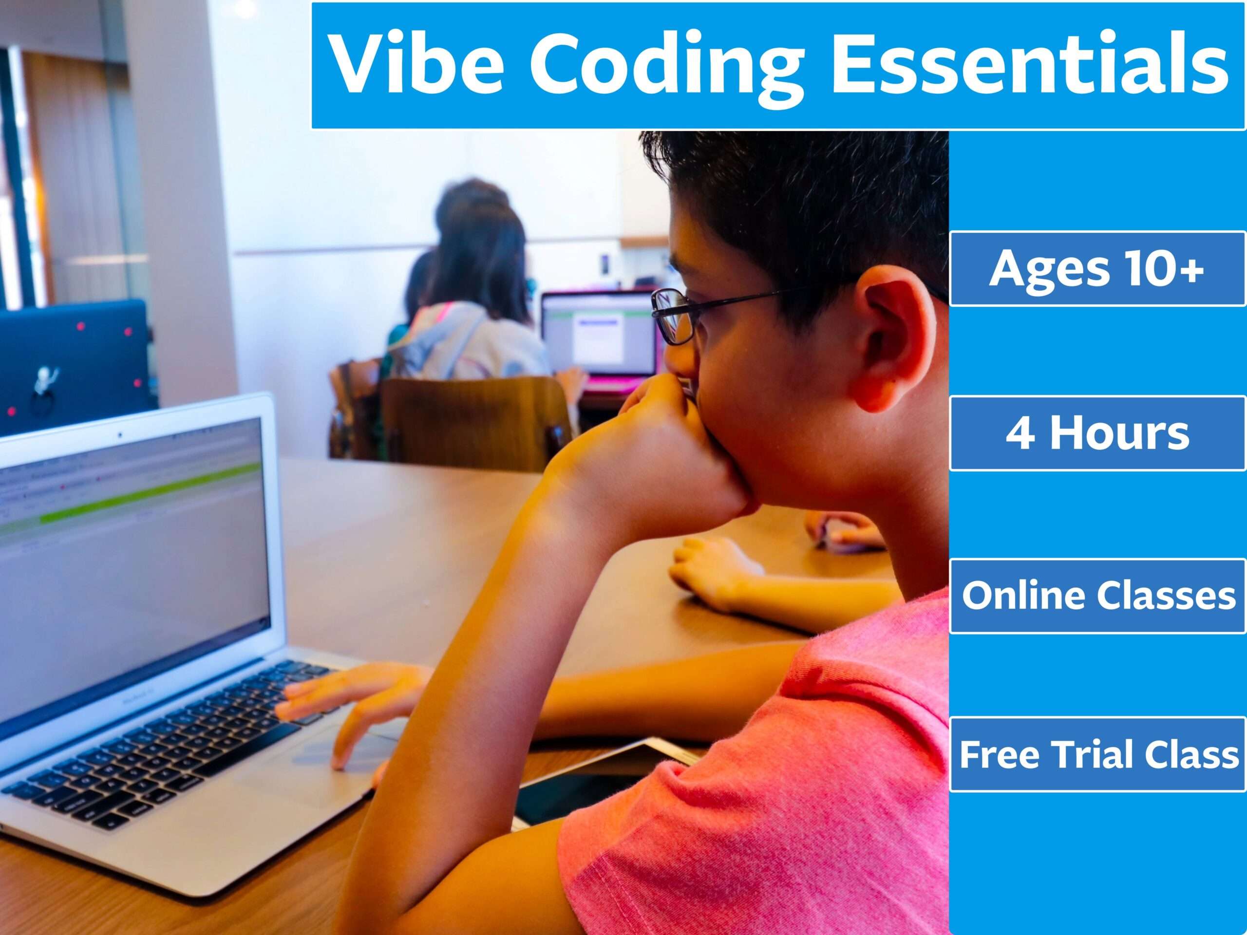 Student building a web application with AI tools in a Tiny Code vibe coding online class