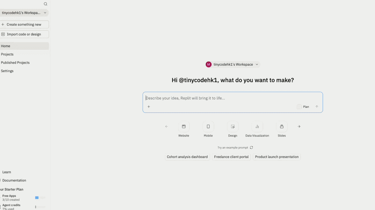 Animation showing a text prompt being transformed into a working web application using AI in a Tiny Code vibe coding class