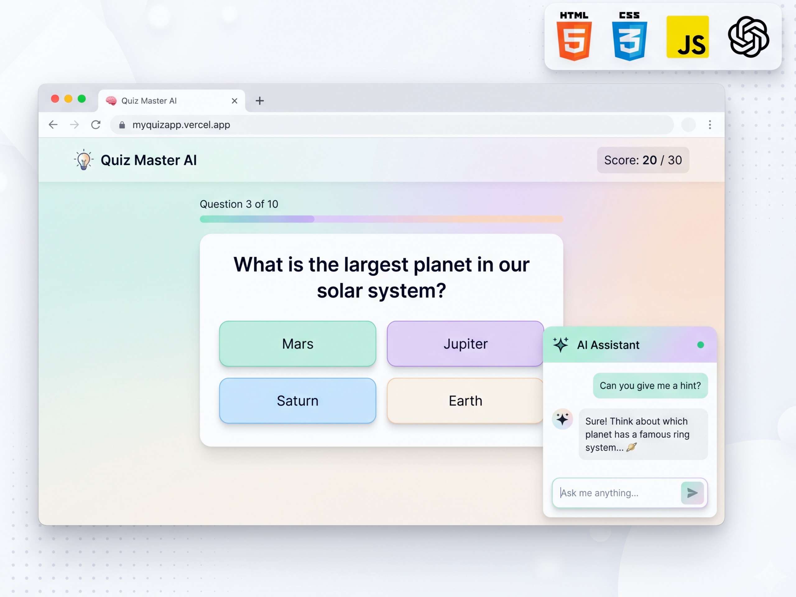 Web app development with ChatGPT API online camp for kids ages 10 plus